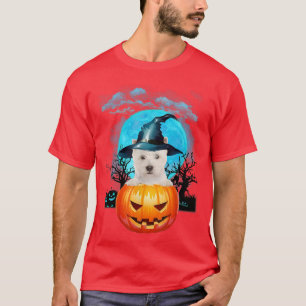 West Highland White Terrier Hexenkürbis und Blau T-Shirt