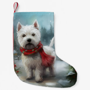 West Highland White Terrier Hund im Schnee Weihnac Kleiner Weihnachtsstrumpf