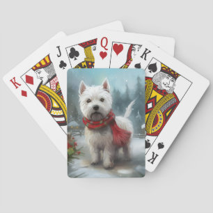 West Highland White Terrier Hund im Schnee Weihnac Spielkarten