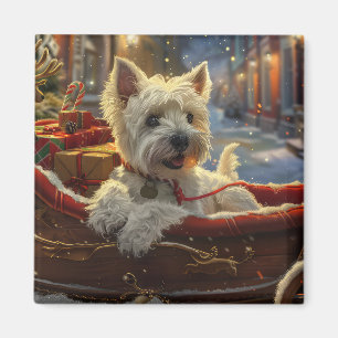 West Highland White Terrier Hund Weihnachten Festl Magnet