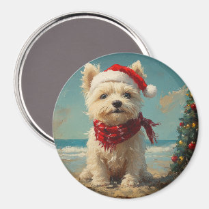 West Highland White Terrier Hund Weihnachten Stran Magnet