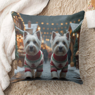 West Highland White Terrier Hunde Weihnachten Schn Kissen