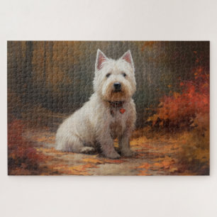 West Highland White Terrier im Herbst Leaves Fall