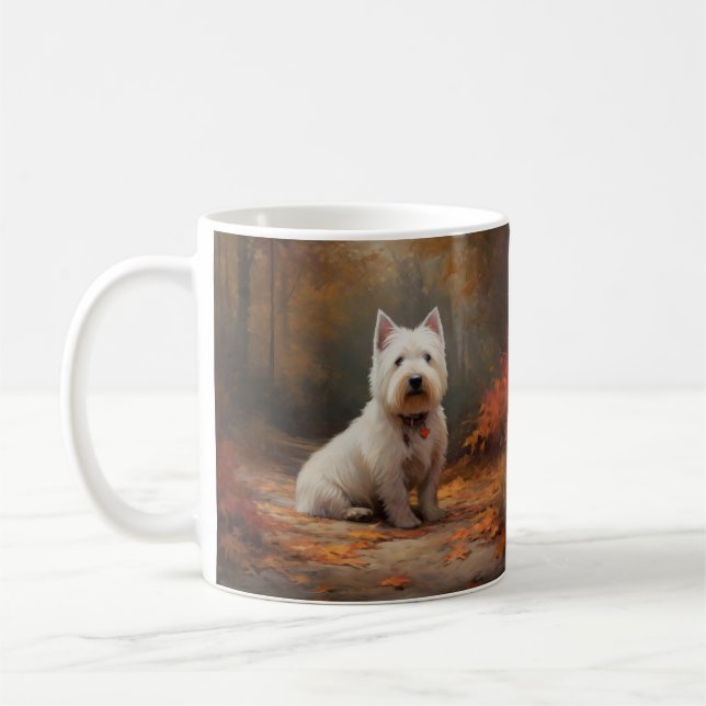 West Highland White Terrier im Herbst Leaves Fall Kaffeetasse (Links)
