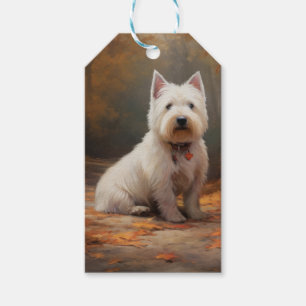 West Highland White Terrier im Herbstlaub fällt Geschenkanhänger