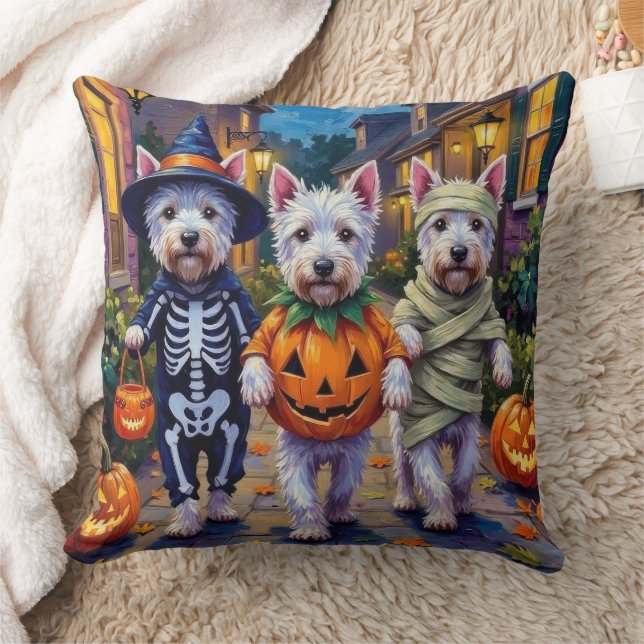 West Highland White Terrier in Halloween-Kostümen Kissen (Decke)