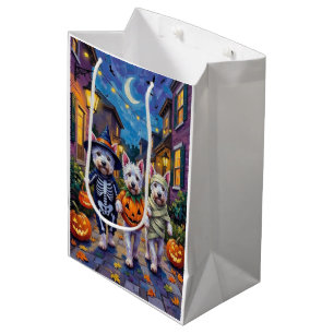 West Highland White Terrier in Halloween-Kostümen Mittlere Geschenktüte