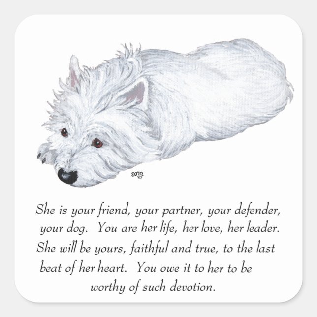 West Highland White Terrier Keepake Quadratischer Aufkleber (Vorderseite)