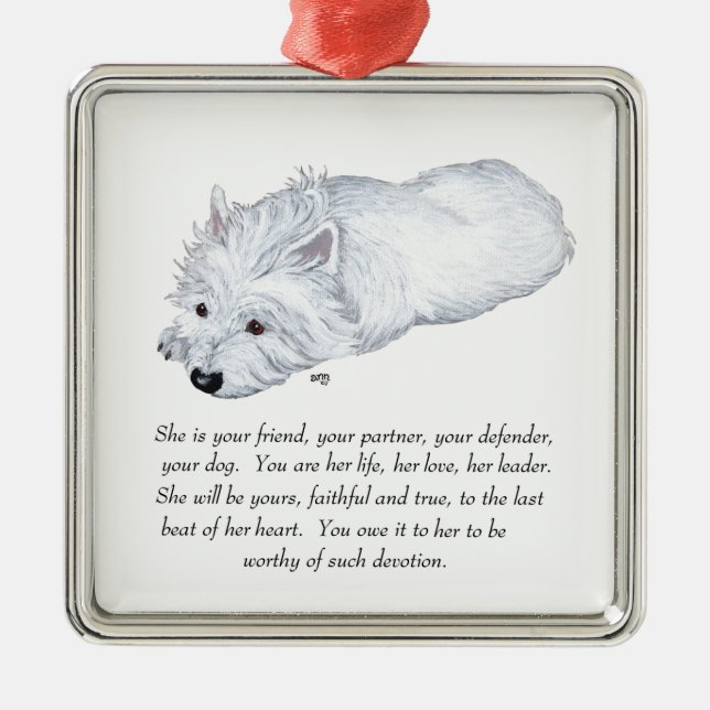 West Highland White Terrier Keepake Silbernes Ornament (Vorne)