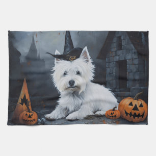 West Highland White Terrier Kürbis Halloween Geschirrtuch