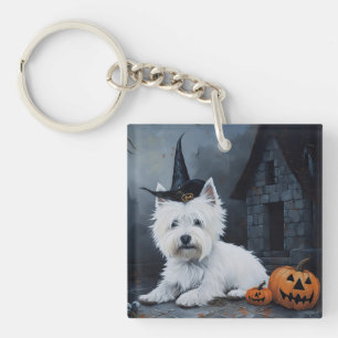 West Highland White Terrier Kürbis Halloween Schlüsselanhänger