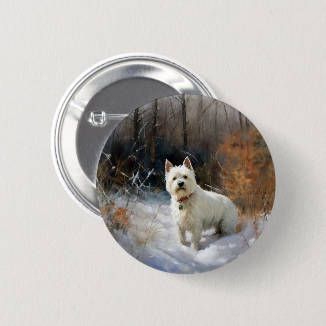West Highland White Terrier lassen es Weihnachten  Button (Vorne & Hinten)