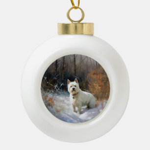 West Highland White Terrier lassen es Weihnachten Keramik Kugel-Ornament