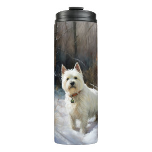 West Highland White Terrier lassen es Weihnachten  Thermosbecher