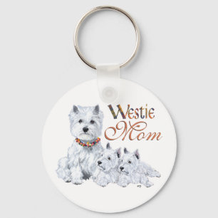 West Highland White Terrier Mutter & Welpen Schlüsselanhänger