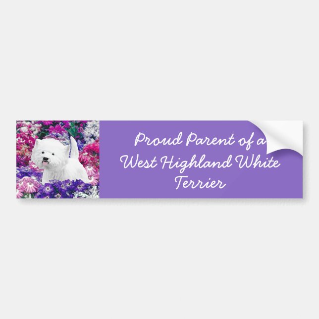 West Highland White Terrier Painting Dog Art Autoaufkleber (Vorne)