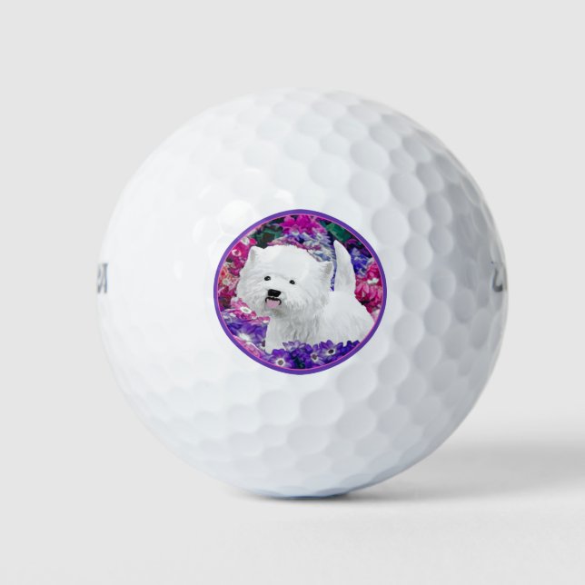 West Highland White Terrier Painting Dog Art Golfball (Vorderseite)