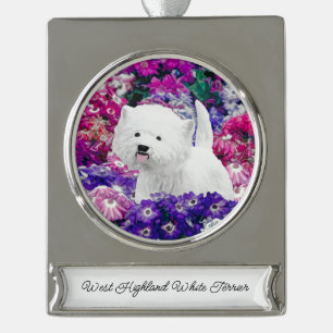 West Highland White Terrier Painting Dog Art Silve Banner-Ornament Silber