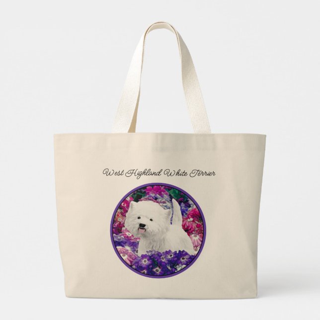 West Highland White Terrier Painting Westie Dog Jumbo Stoffbeutel (Rückseite)