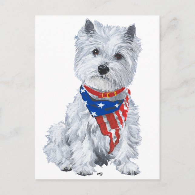West Highland White Terrier Patriotic Postkarte (Vorderseite)