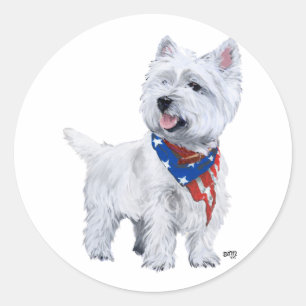 West Highland White Terrier Patriotisch Runder Aufkleber