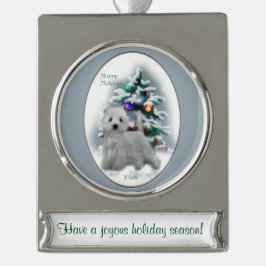 West Highland White Terrier Personalisierte Weihna Banner-Ornament Silber