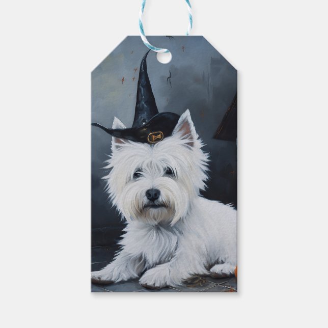 West Highland White Terrier Pumpkin Halloween Geschenkanhänger (Vorderseite)
