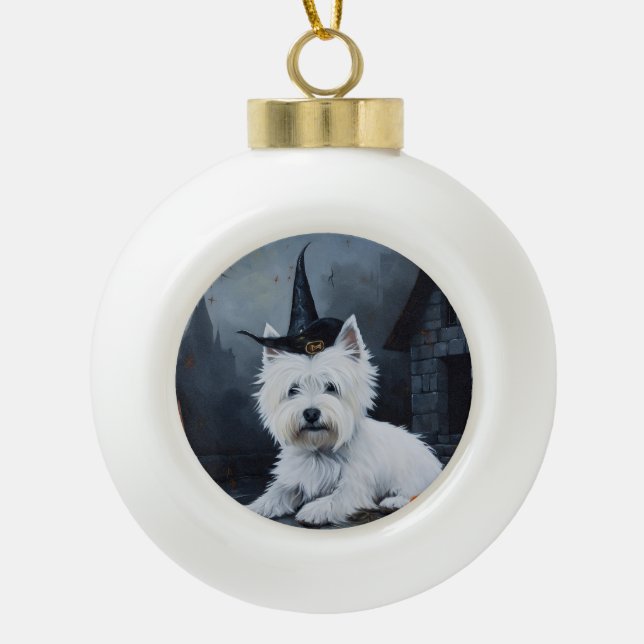 West Highland White Terrier Pumpkin Halloween Keramik Kugel-Ornament (Vorderseite)