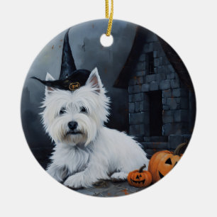West Highland White Terrier Pumpkin Halloween Keramik Ornament