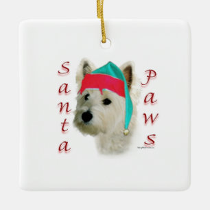West Highland White Terrier Santa Paws Keramikornament