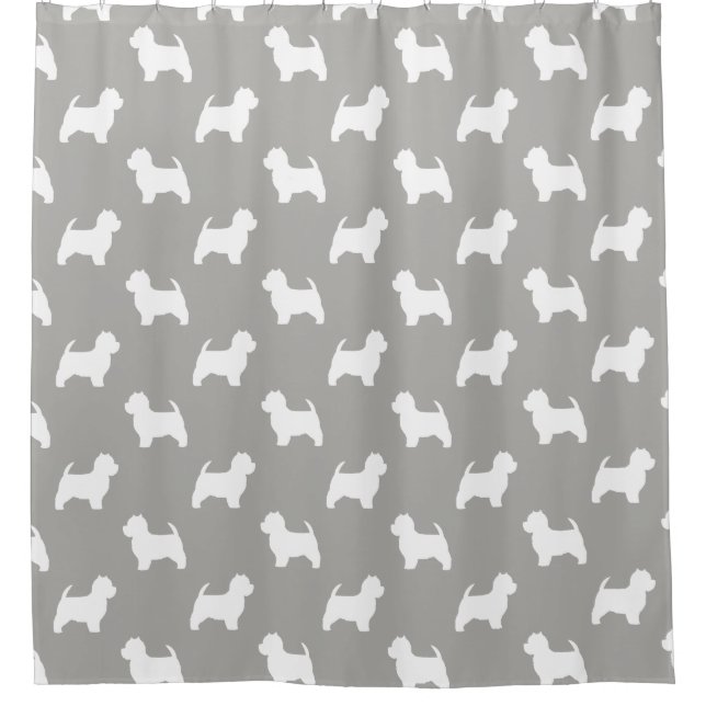 West Highland White Terrier Silhouetten Muster Duschvorhang (Vorderseite)