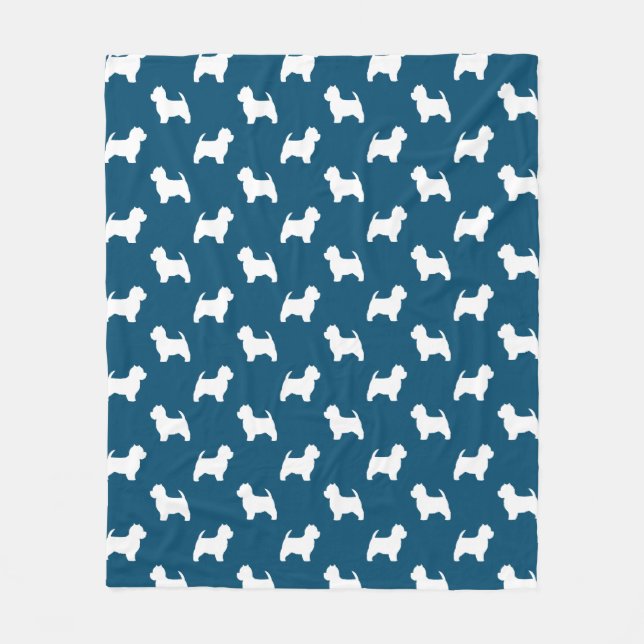 West Highland White Terrier Silhouetten Westie Hun Fleecedecke (Vorderseite)