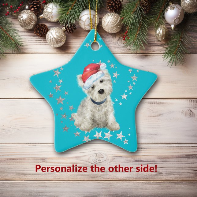 West Highland White Terrier Silver Stars Weihnacht Keramik Ornament (Von Creator hochgeladen)