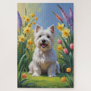 West Highland White Terrier Spring Flowers
