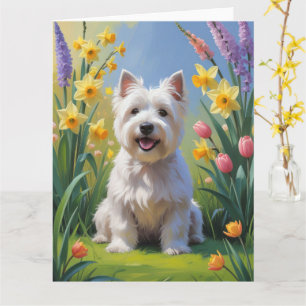 West Highland White Terrier Spring Flowers Karte