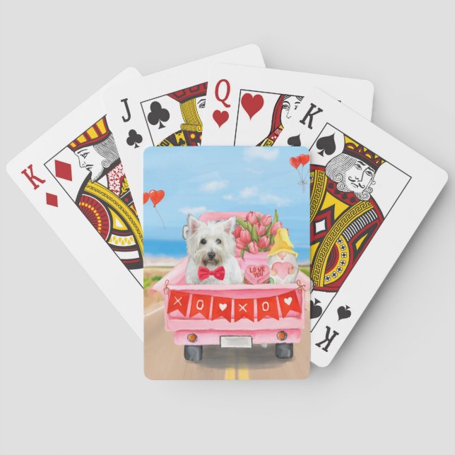West Highland White Terrier Valentine's Day Truck Spielkarten (Rückseite)