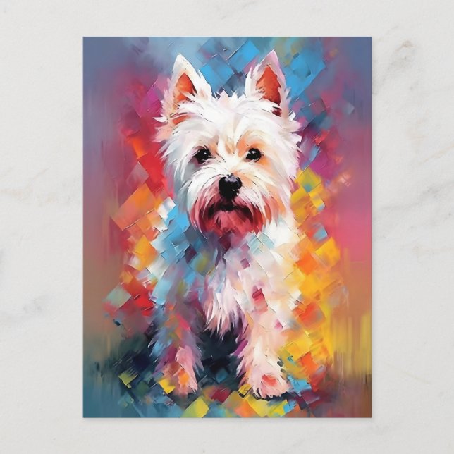 West-Highland-White-Terrier Wasserfarbenkunst Postkarte (Vorderseite)