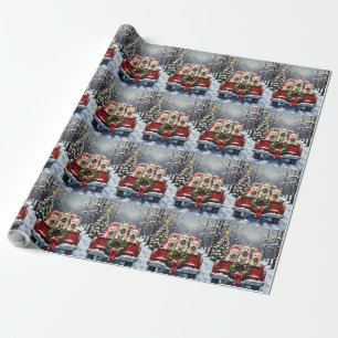 West Highland White Terrier Weihnachten roter LKW Geschenkpapier