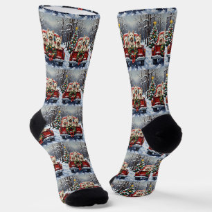 West Highland White Terrier Weihnachten Roter LKW Socken