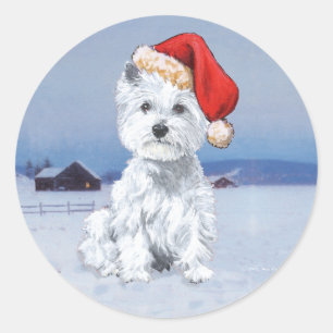 West Highland White Terrier Weihnachten Runder Aufkleber
