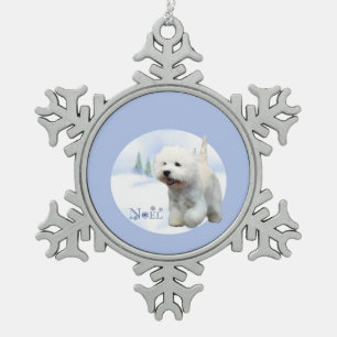 West Highland White Terrier Weihnachten Schlüssela Schneeflocken Zinn-Ornament