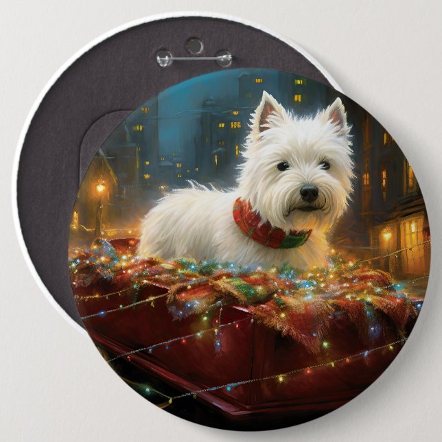 West Highland White Terrier Weihnachtsfest Button (Vorne & Hinten)
