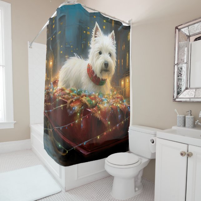West Highland White Terrier Weihnachtsfest Duschvorhang (Beispiel)