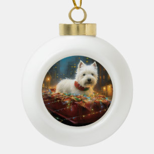 West Highland White Terrier Weihnachtsfestlich Keramik Kugel-Ornament