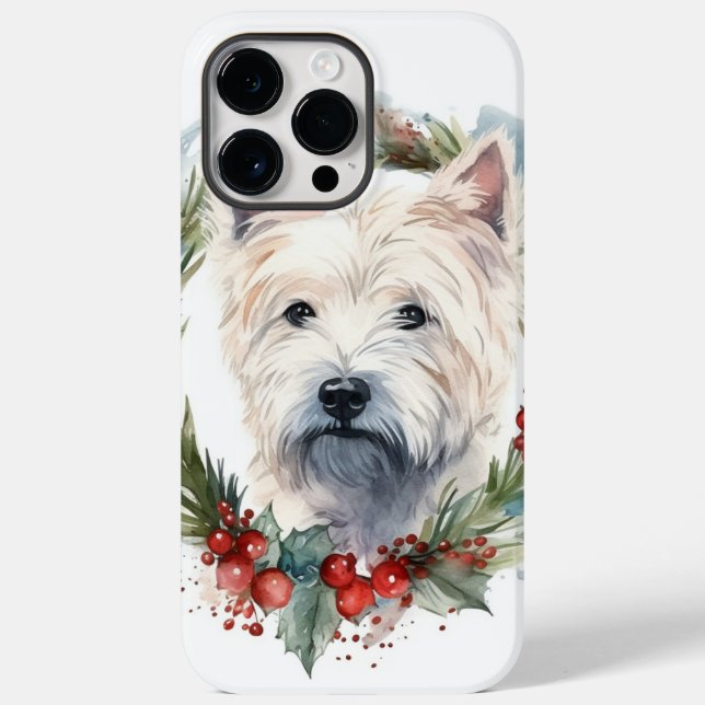West Highland White Terrier Weihnachtskranz Case-Mate iPhone 14 Pro Max Hülle (Rückseite)