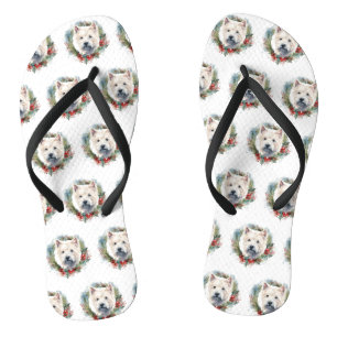 West Highland White Terrier Weihnachtskranz Flip Flops