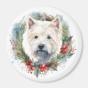 West Highland White Terrier Weihnachtskranz Magnet