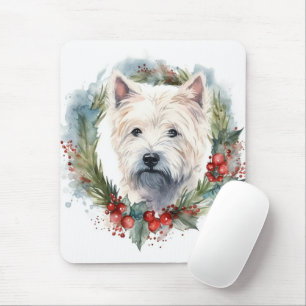 West Highland White Terrier Weihnachtskranz Mousepad