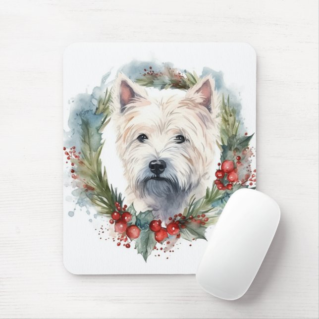 West Highland White Terrier Weihnachtskranz Mousepad (Mit Mouse)