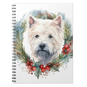 West Highland White Terrier Weihnachtskranz Notizblock